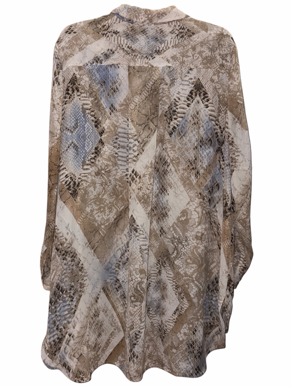Chico's Black Label Georgette Sheer Snake Print High Low Tunic XL - Picture 3 of 7